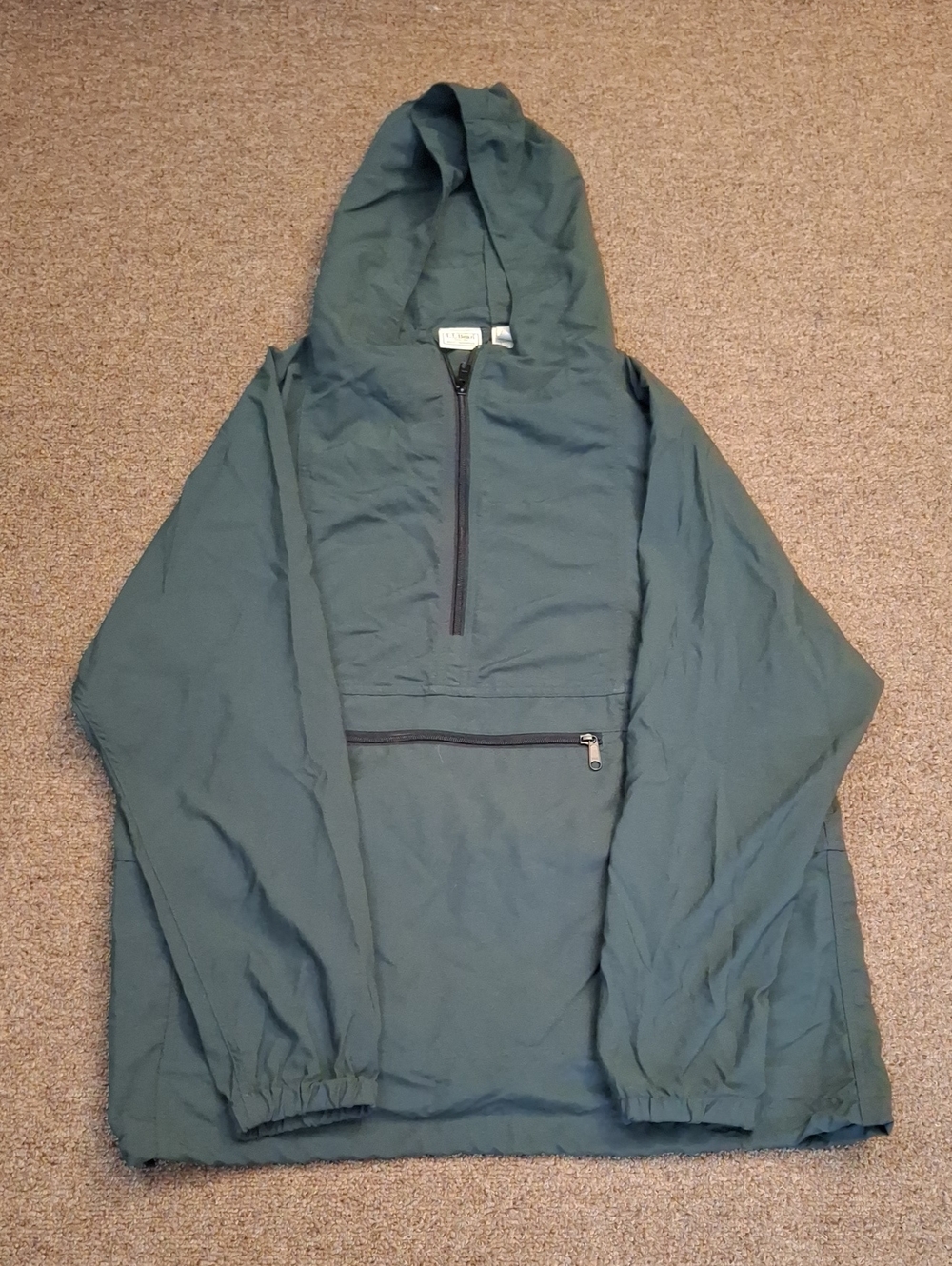 L.L. Bean Hooded Pullover Windbreaker in Forest Green Mens Large
